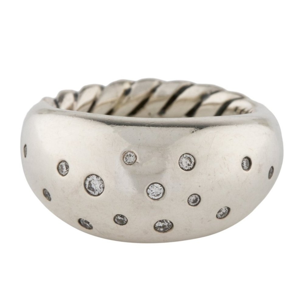 DAVID YURMAN DIAMOND STERLING SILVER DOME BAND RING